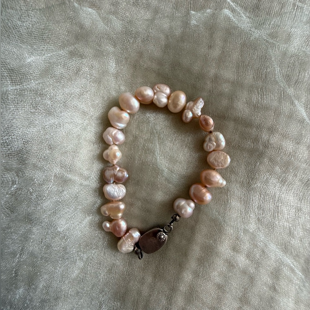 Vintage Pink Irregular Baroque Pearl Bracelet / 8.5"